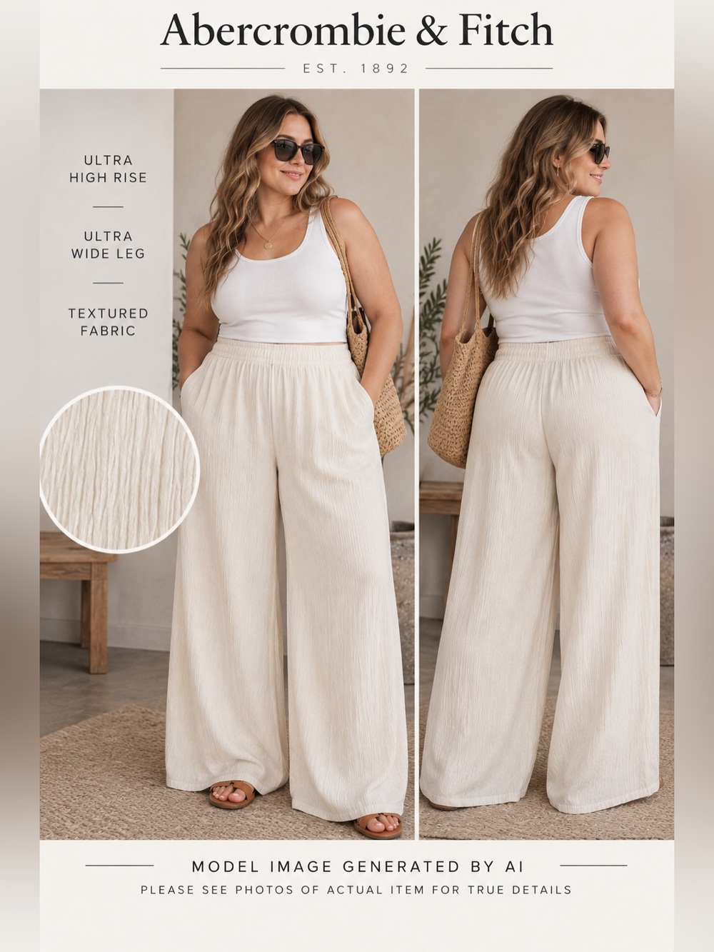 Abercrombie & Fitch XXXL Ultra High Rise Ultra Wide Leg Textured Palazzo Pants